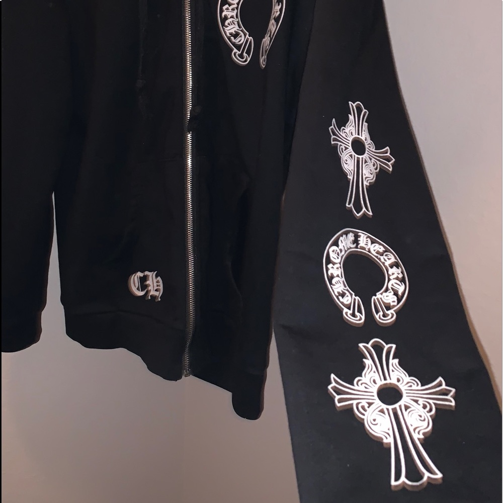 Chrome heart zip up hoodie